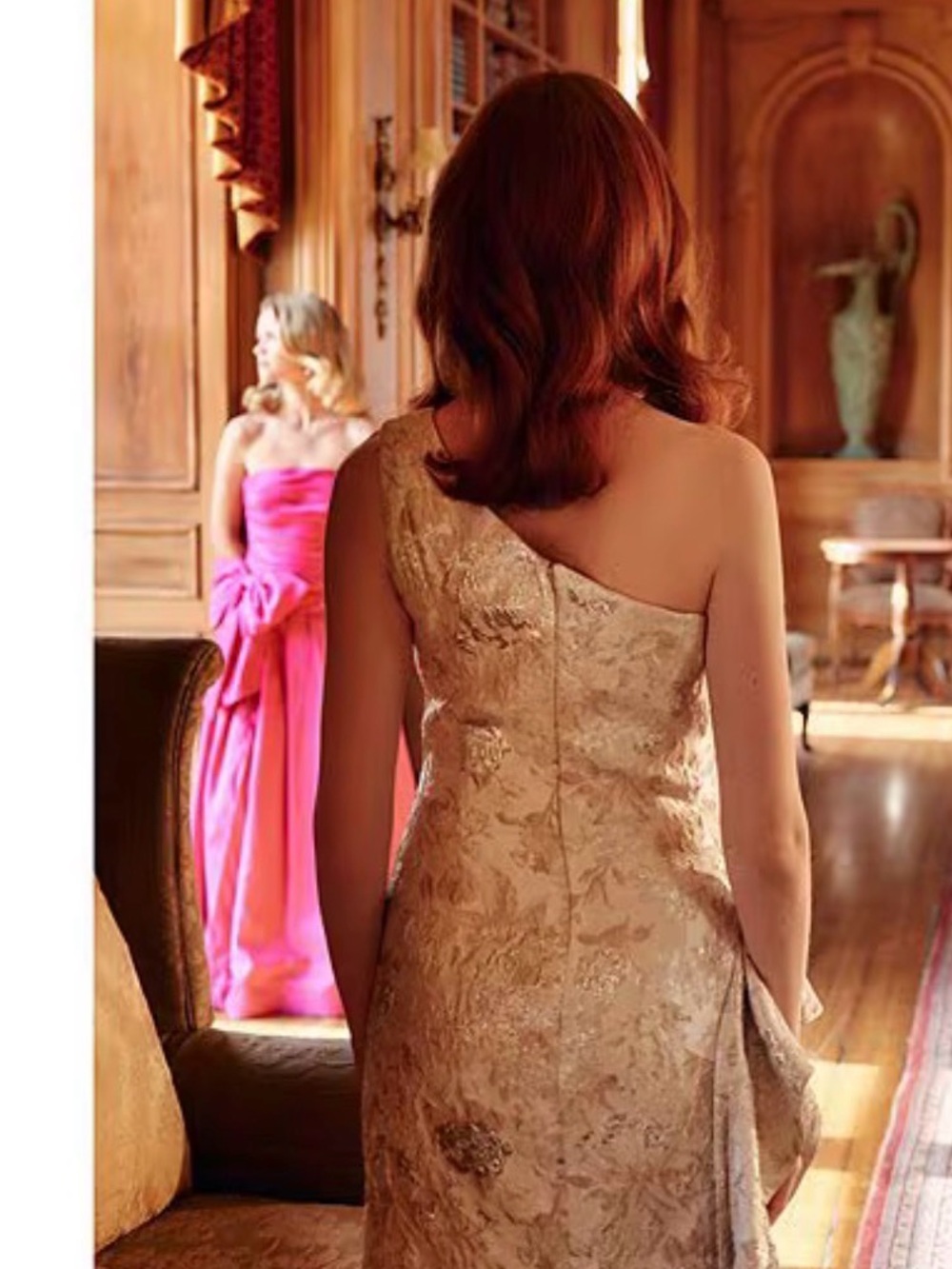 Xscape One-Shoulder Metallic Floral Evening Gown Champagne Gold. Size 14P. NWT - Picture 11 of 15